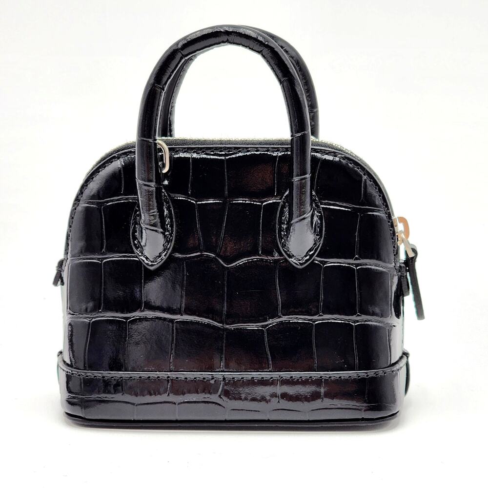 BALENCIAGA Black Calfskin Logo Crocodile Embossed Mini Ville Top Handle Bag XXS - Picture 12 of 16
